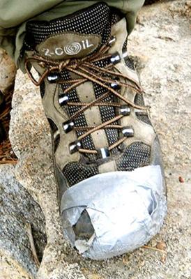 Duct Tape can be used to fix boot holes